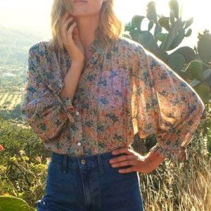 Doen Rose Top, cream lady bird floral